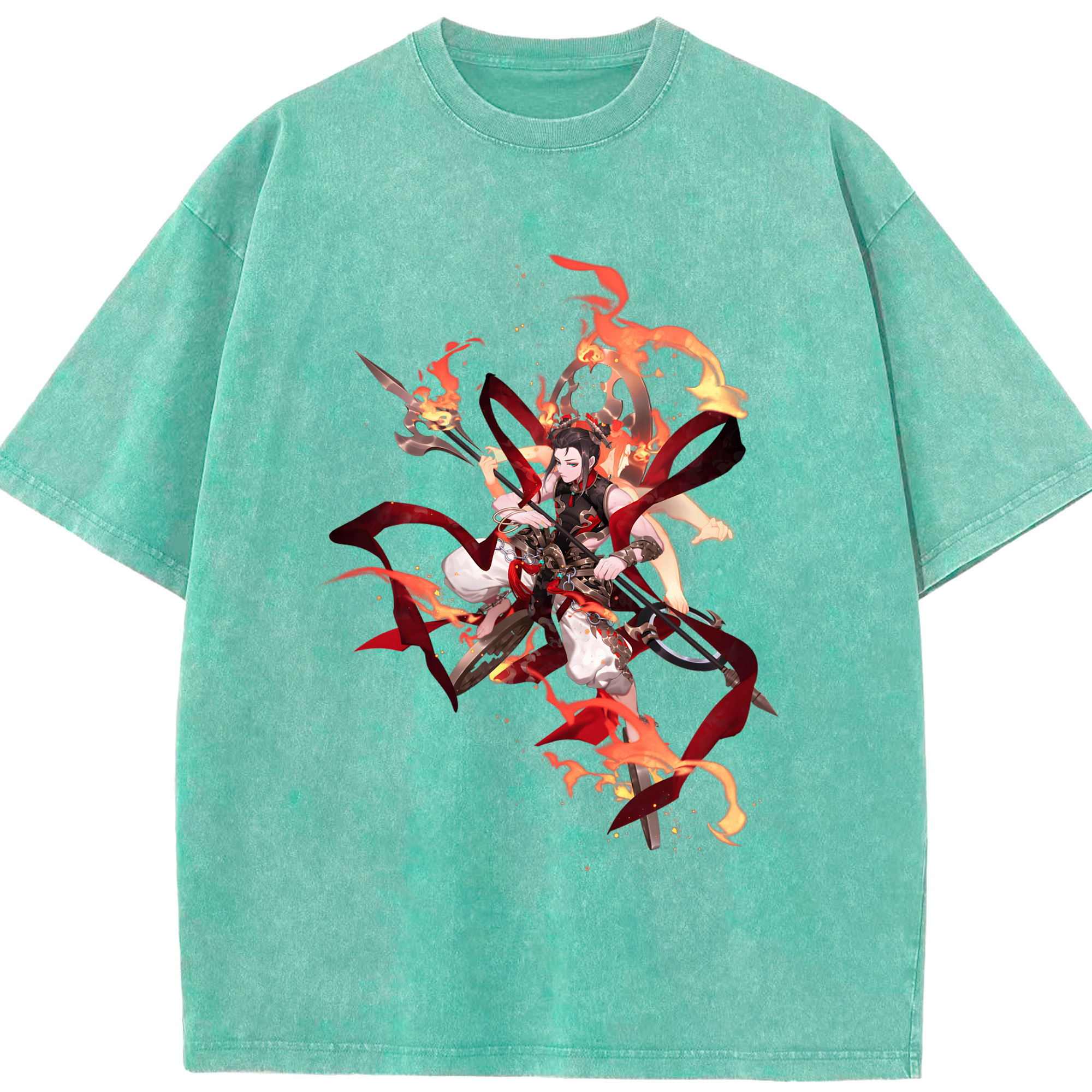 （画像用） Ne Zha 2 ナタ 魔童の大暴れ 綿100% ヴィンテージ風 半袖Tシャツ（フロントプリント）